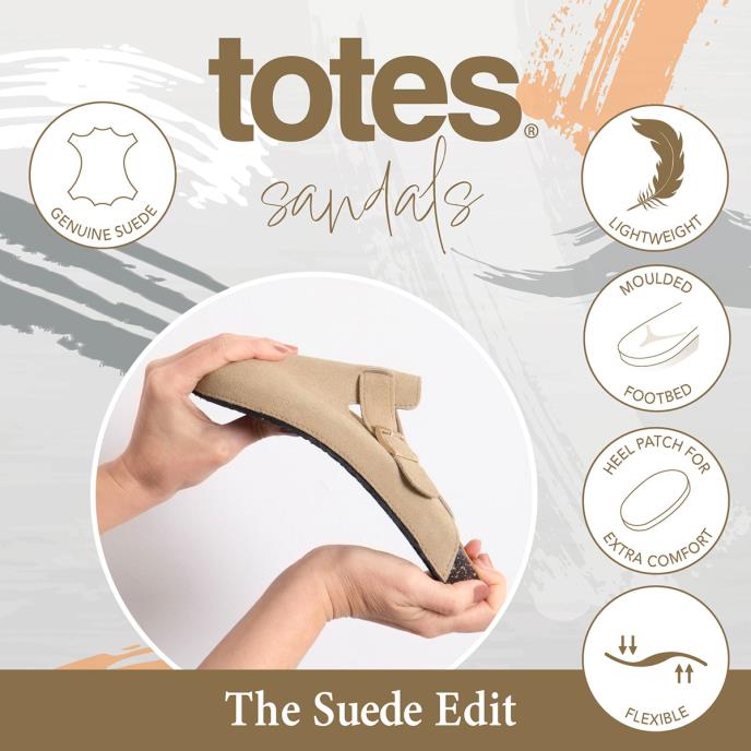 totes® Ladies Suede Clog Sand Extra Image 5